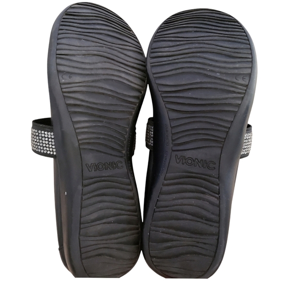 Vionic Ballet Shoes Black 7.5 Leather Mary Jane Flat Comfort Embellished Loafer - Picture 9 of 16
